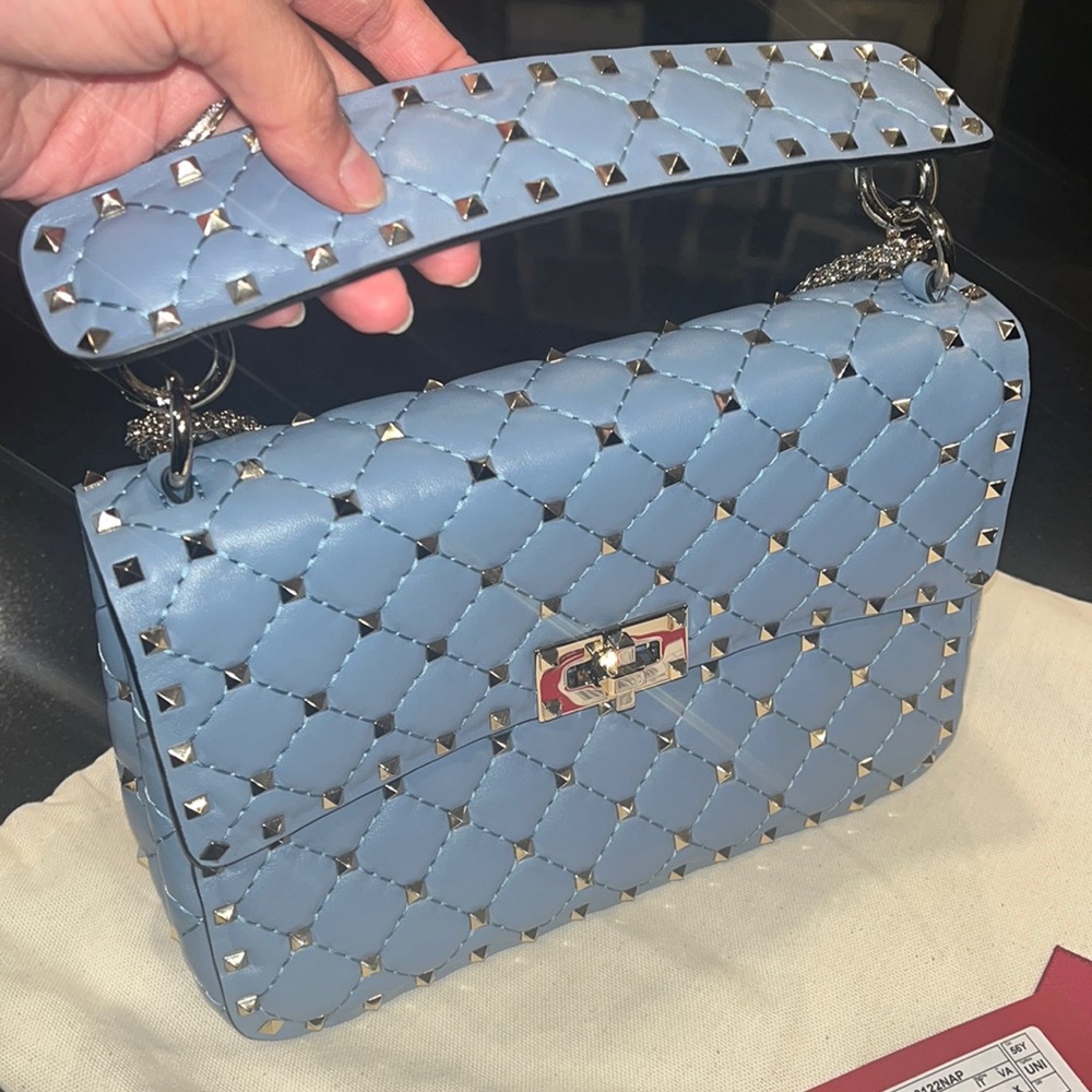 Loved by JLo- Valentino light blue silver studded handbag